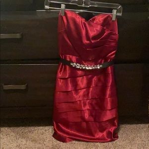 Red Cocktail dress with Diamond belt